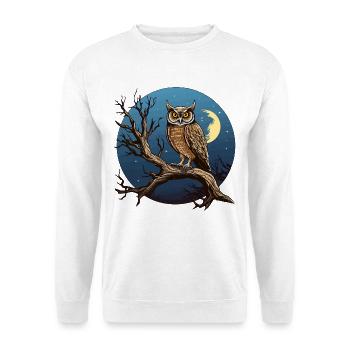 Night Moon Owl in a Round Circle - Unisex Sweatshirt - white - Front