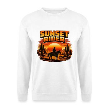 Sunset Rider – Western Cowboy im Sonnenuntergang - Unisex Pullover - Weiß - Vorne