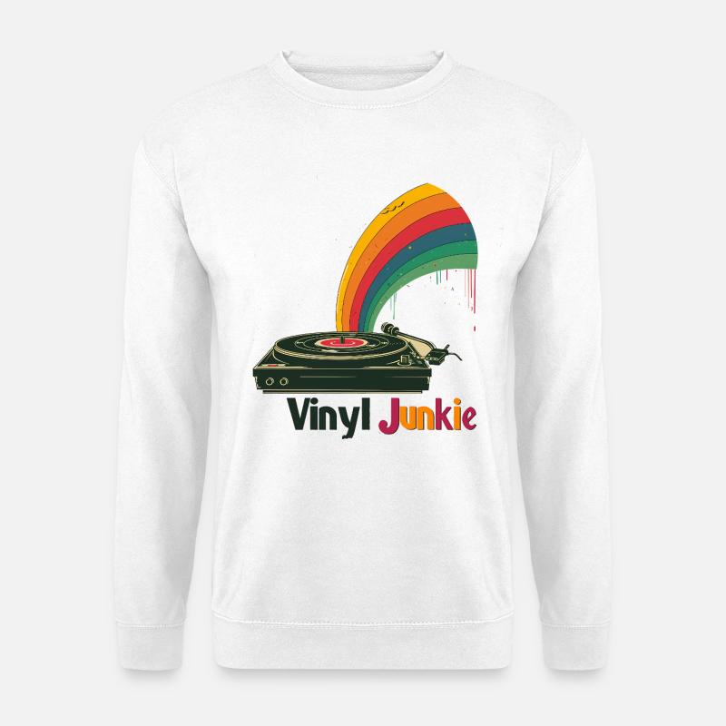 Vinyl Junkie Retro Turntable Design - Unisex Sweatshirt - white