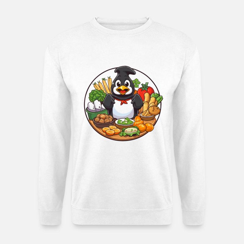 Cooking penguin in a vegetable basket - Unisex Sweatshirt - white