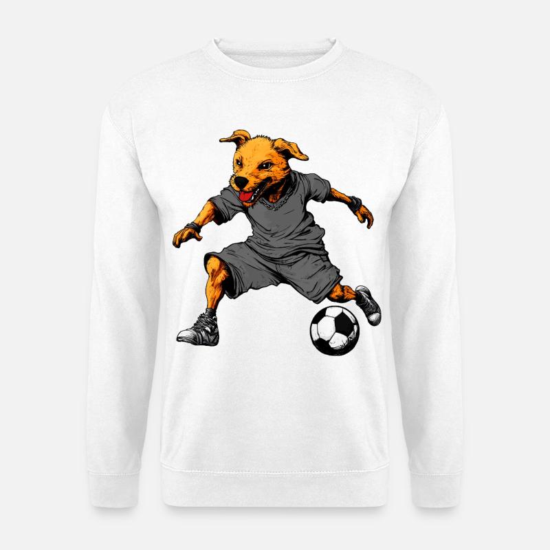 Fussballer Hund - Unisex Pullover - Weiß