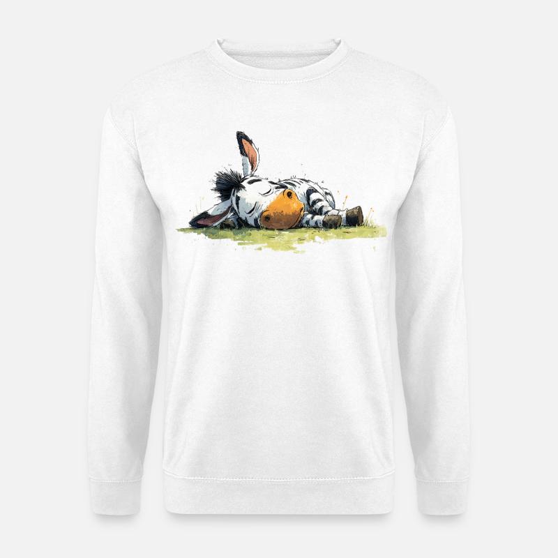 Schlafendes Zebra - Unisex Pullover - Weiß