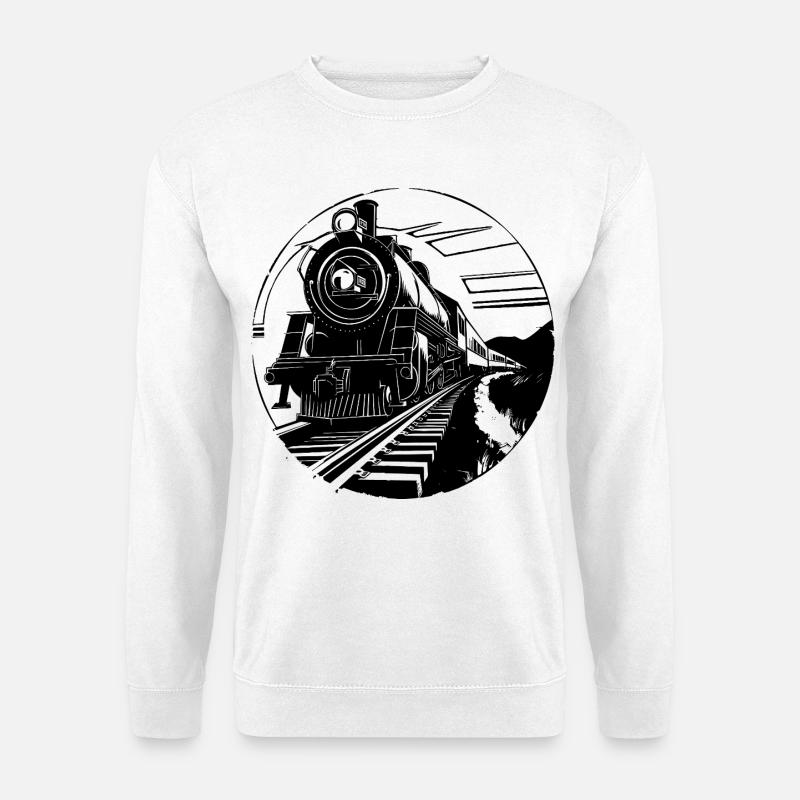 Eisenbahn Zeichnung - Unisex Pullover - Weiß