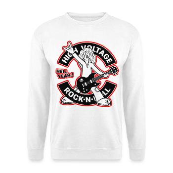 Guitariste de dessin animé rock and roll High Voltage - Sweat-shirt Unisexe - blanc - Devant