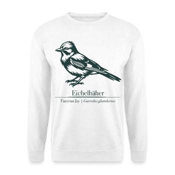 Jay Silhouette | Ornithologie | Dessin - Sweat-shirt Unisexe - blanc - Devant