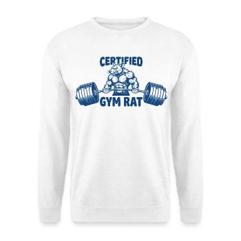 Certified Gym Rat – Muskulöse Ratte Fitness - Unisex Pullover - Weiß - Vorne