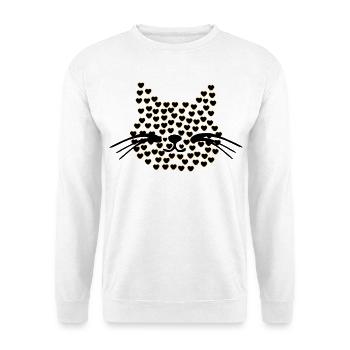 Katzen Herzen Valentinstag - Unisex Pullover - Weiß - Vorne