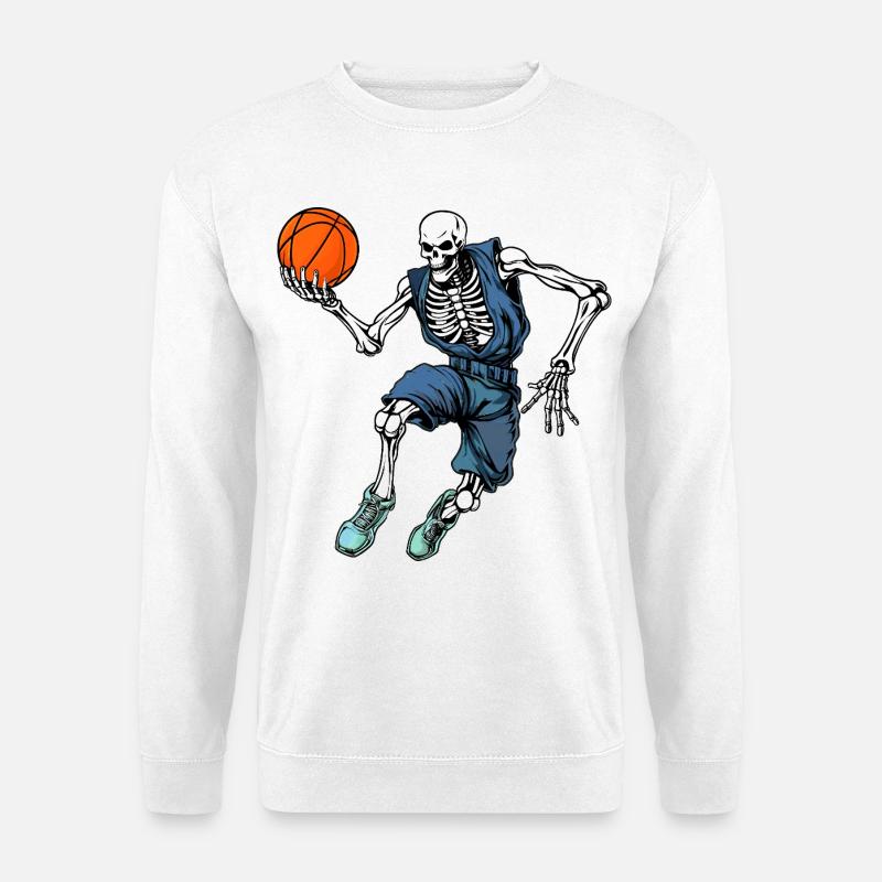 Skelette Basketball / Hooper - Unisex Pullover - Weiß