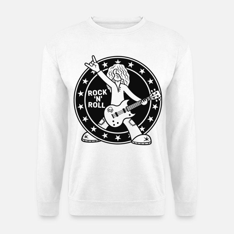 Rock'N'Roll-Gitarrist im Cartoon-Stil - Unisex Pullover - Weiß
