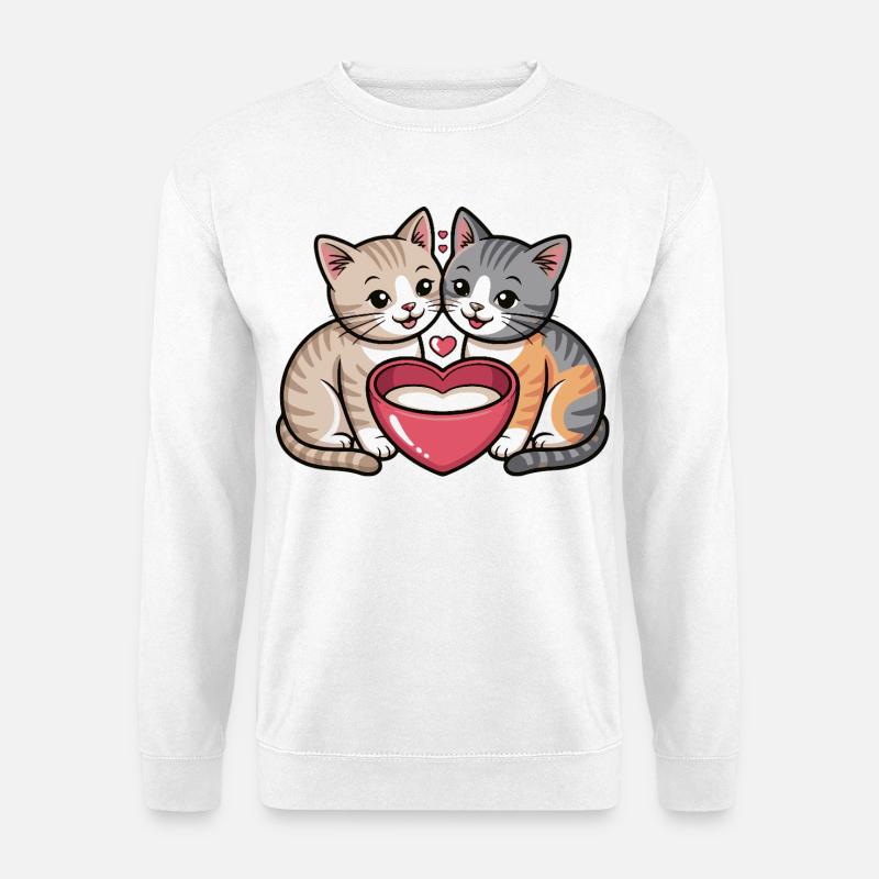 Katzenherz Zweisamkeit - Unisex Pullover - Weiß