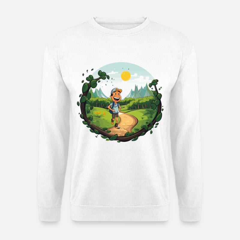 Wanderer am Waldpfad - Unisex Pullover - Weiß