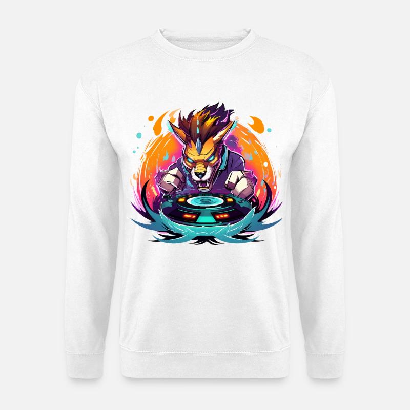 Wolf DJ Neon Fire - Unisex Sweatshirt - white