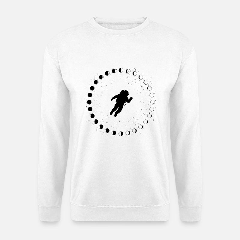 Astronaut mit Mondphasen und Sternen - Unisex Pullover - Weiß