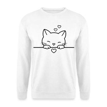 Chat mignon avec des cœurs | Sweet Love Line Art - Sweat-shirt Unisexe - blanc - Devant