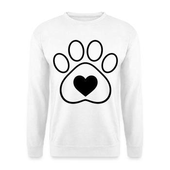 Minimal Paw Print with Heart | Animal Love Line - Unisex Sweatshirt - white - Front