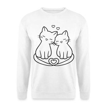 Cute Cat Couple Love | Sweet Romance - Unisex Pullover - Weiß - Vorne