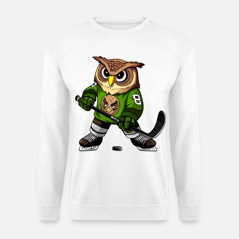 Eule Eishockey - Unisex Pullover - Weiß