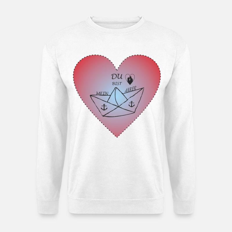 Herz Liebespaar Schiff Anker - Unisex Pullover - Weiß
