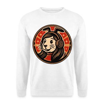 Rabbit Headphones Badge - Unisex Sweatshirt - white - Front