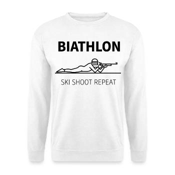 Biathlon Ski Shoot Repeat Design Wintersport - Unisex Pullover - Weiß - Vorne