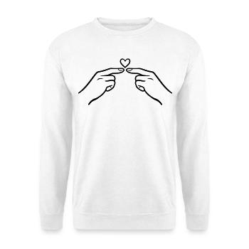 Finger Touch Heart Minimal Line Art Design - Unisex Sweatshirt - white - Front