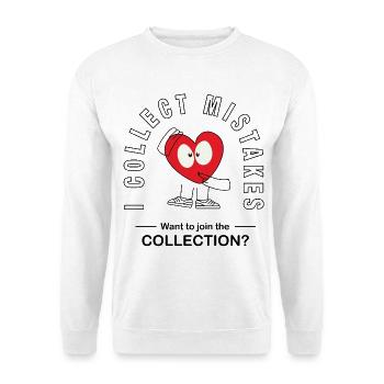 I Collect Mistakes – Minimalistischer Flirt Spruch - Unisex Pullover - Weiß - Vorne