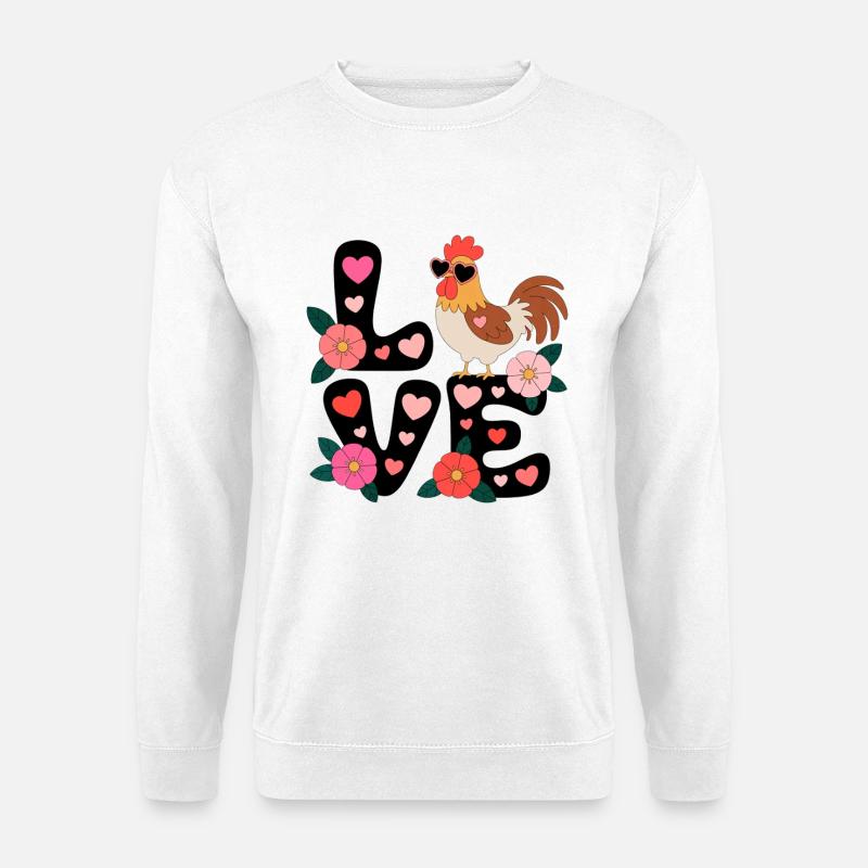 Love Hahn Blumenherz  - Unisex Pullover - Weiß
