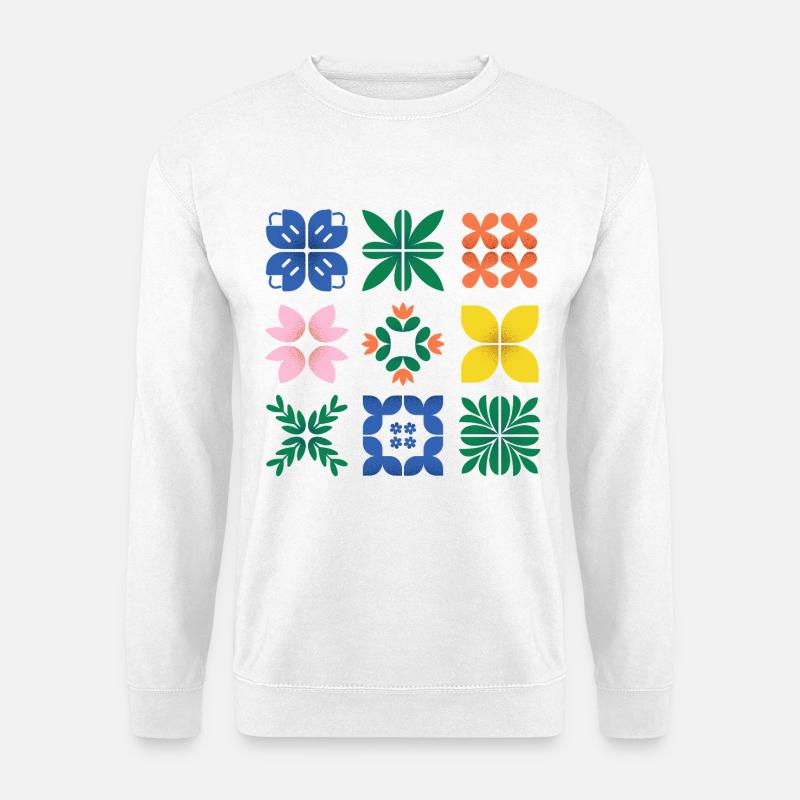 Mosaik bunte Grafik - Unisex Pullover - Weiß