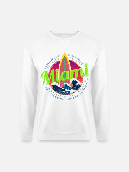 Miami Florida Surf Design Vintage Souvenir - Unisex Pullover - Weiß