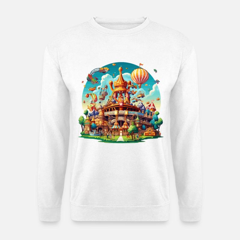 Fantasiepark Luftschiff-Karussell - Unisex Pullover - Weiß