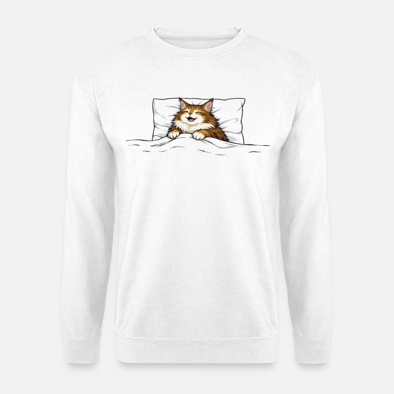 Sleeping Cat – Cute Cuddle Animal Design - Unisex Sweatshirt - white