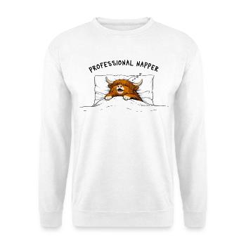 Professional Napper – Cow Official Sleep Shirt - Unisex Sweatshirt - white - Front