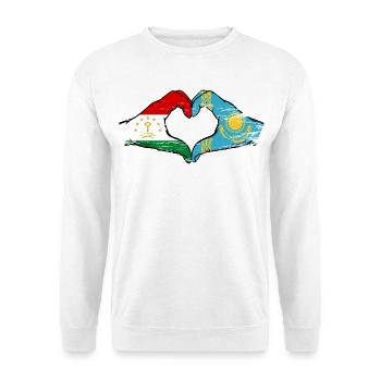 Tajikistan Kazakhstan Flag Hands Heart Shape - Unisex Sweatshirt - white - Front