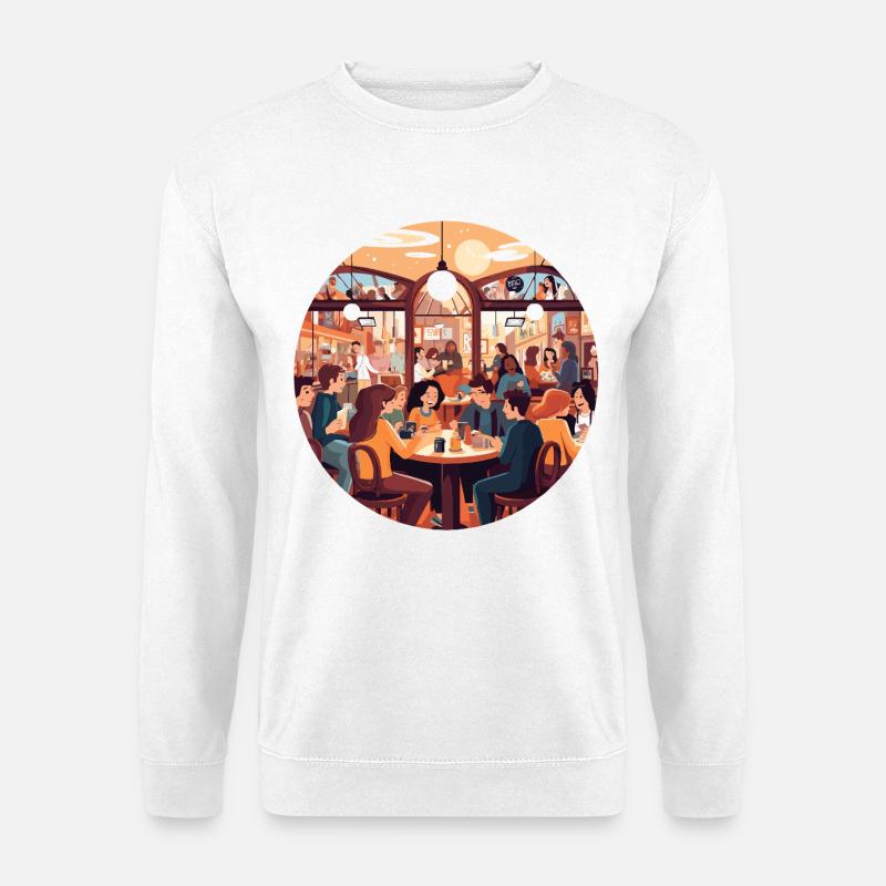 Cafe conversations in the evening light - Unisex Sweatshirt - white