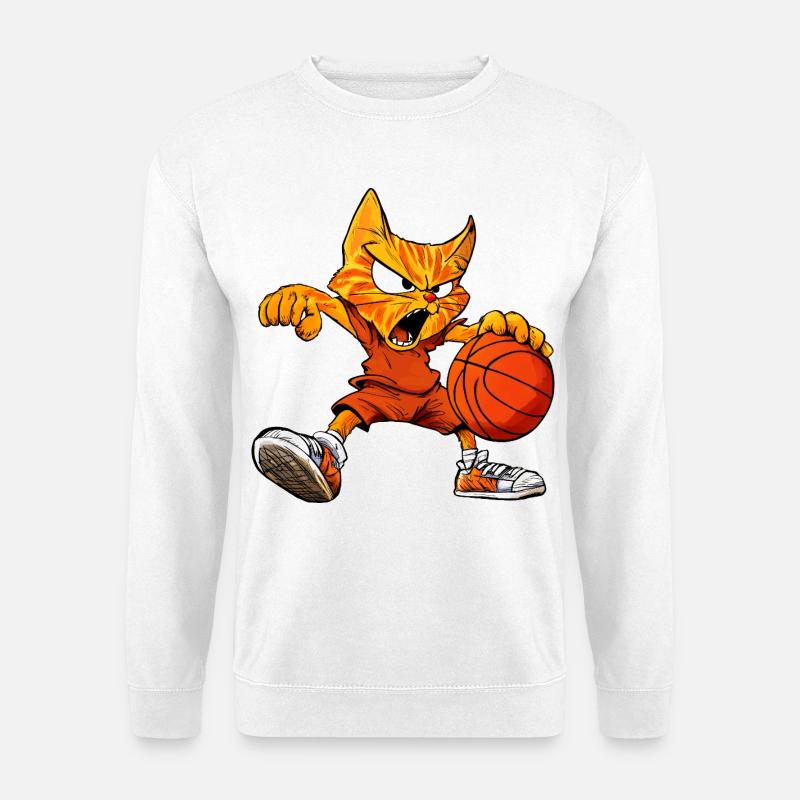 Basketball Katzen - Cooler Kater - Unisex Pullover - Weiß