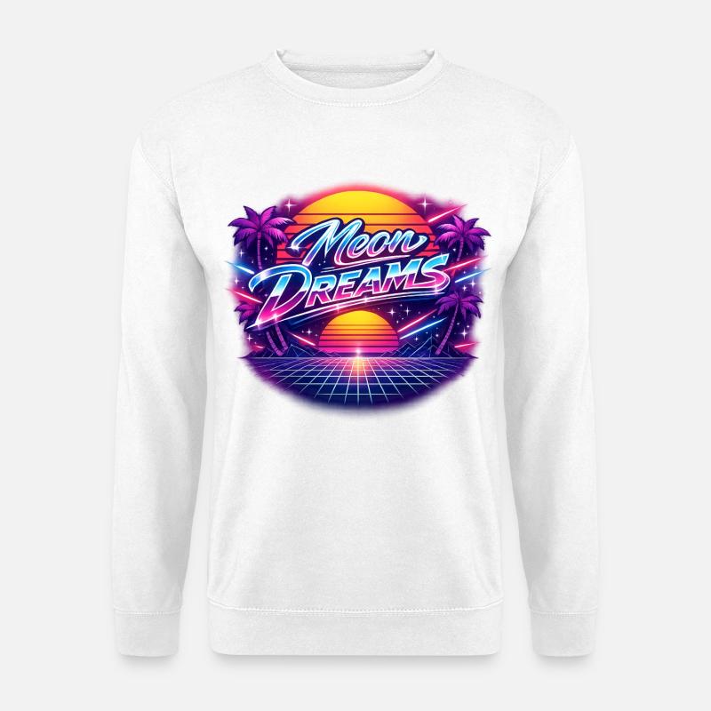Moon Dreams Neon Retro Sunset - Unisex Pullover - Weiß
