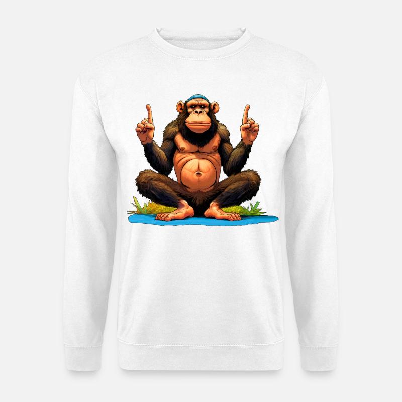 Affen Yoga / Yogi Affe - Unisex Pullover - Weiß