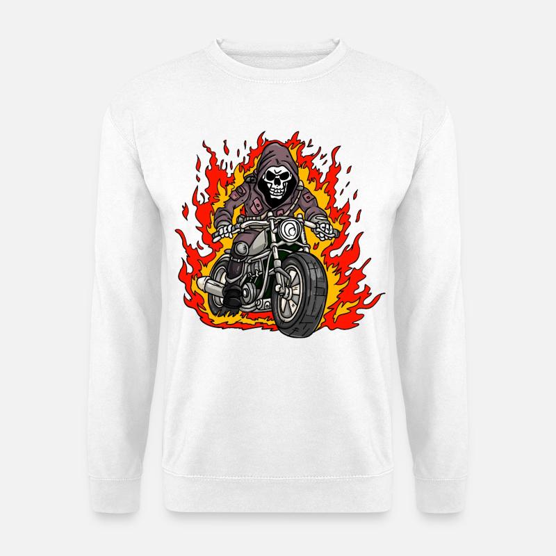 Skeleton Motorcycle Flames - Unisex Sweatshirt - white