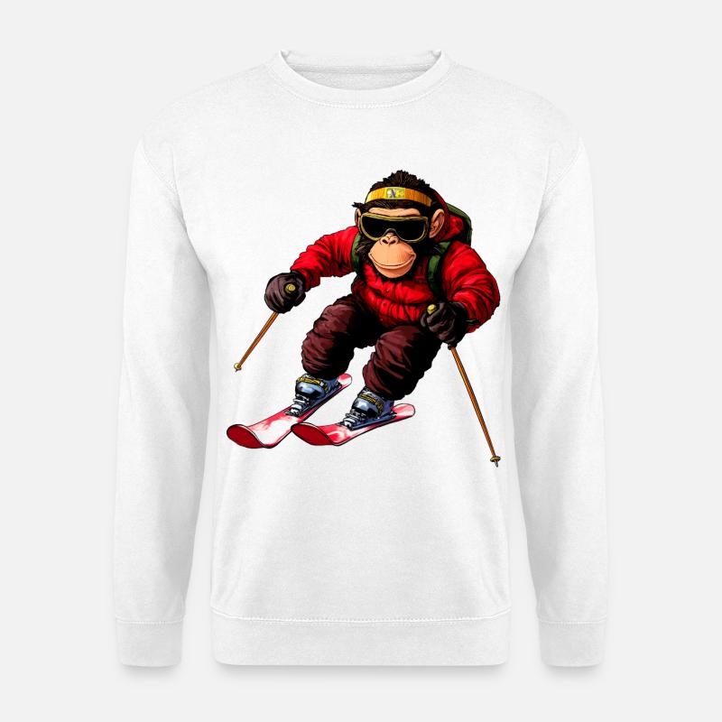 Affen Ski - Unisex Pullover - Weiß