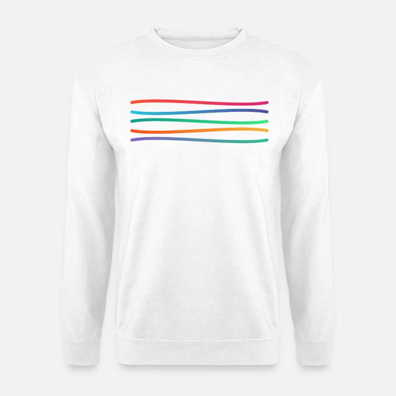 Regenbogen Linienkunst - Unisex Pullover - Weiß