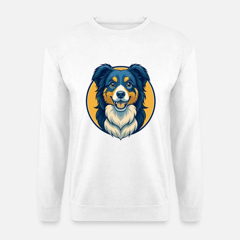 Australischer Schäferhund Kawaii Cartoon-Clipart - Unisex Pullover - Weiß