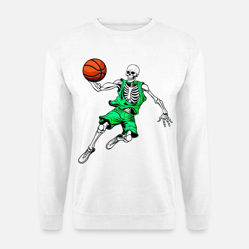Skelette Basketball / Hooper Skull - Unisex Pullover - Weiß