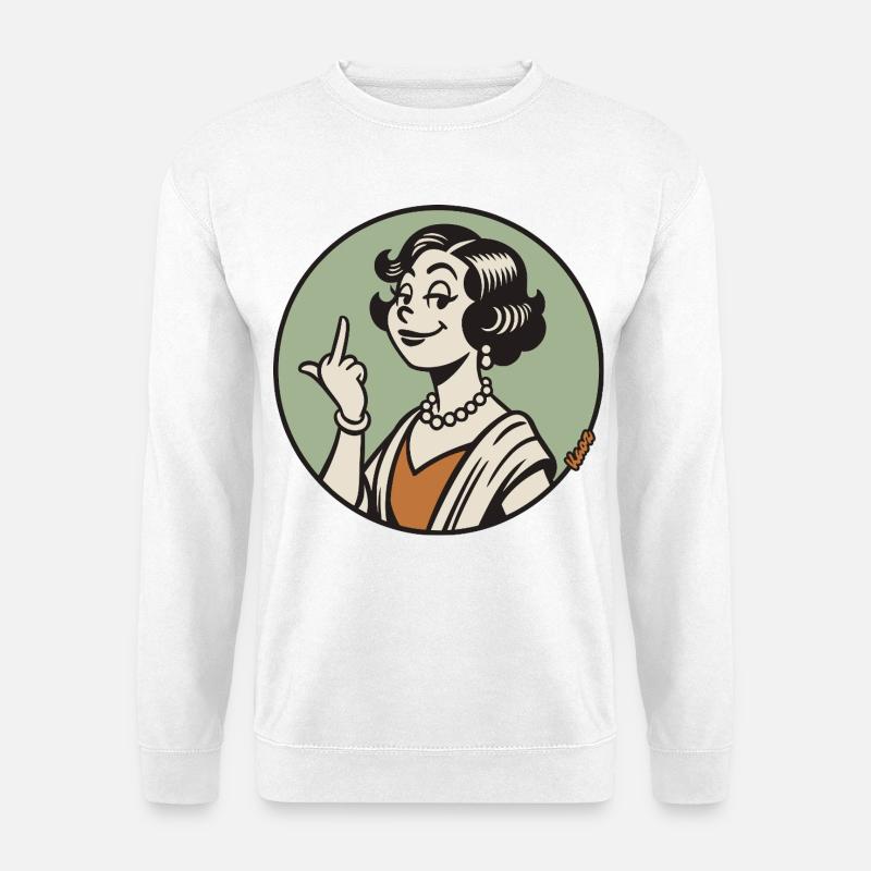 Retro Diva with Middle Finger - Unisex Sweatshirt - white