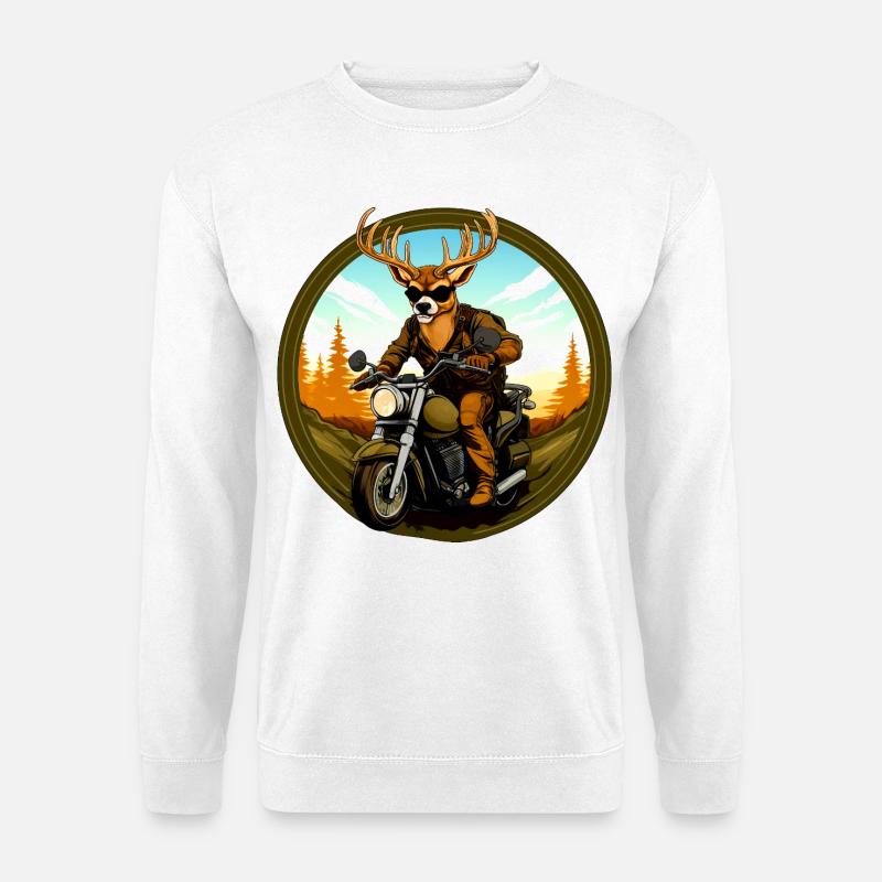Motorrad Hirsch - Unisex Pullover - Weiß
