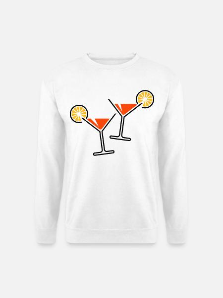2 Cocktailgläser / Cocktail / Martini + (Orange) - Unisex Pullover - Weiß