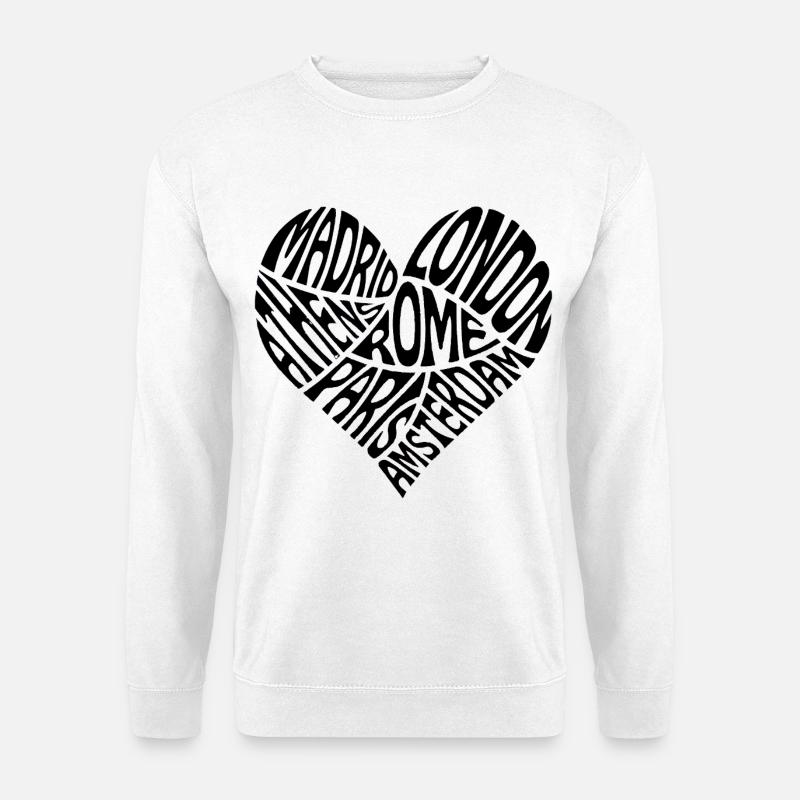 Wortherz Städtereise Paris Amsterdam London Rom  - Unisex Pullover - Weiß