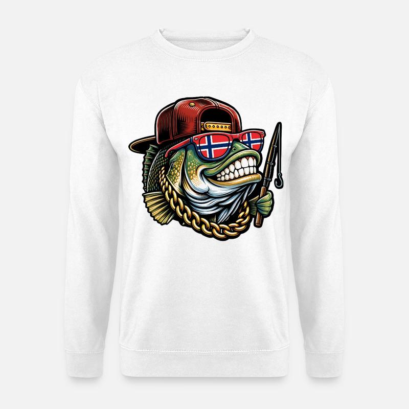 Norwegen Angeln Angeltour - Unisex Pullover - Weiß