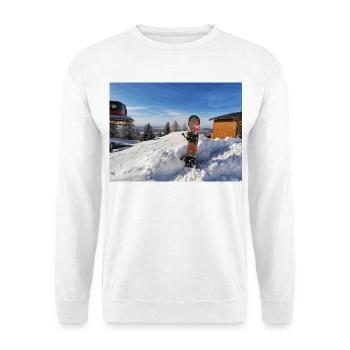 Snowboard sur une pente ensoleillée - Sweat-shirt Unisexe - blanc - Devant