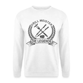 Grill Meister Shirt – Lustiges BBQ Männer Geschenk - Unisex Pullover - Weiß - Vorne