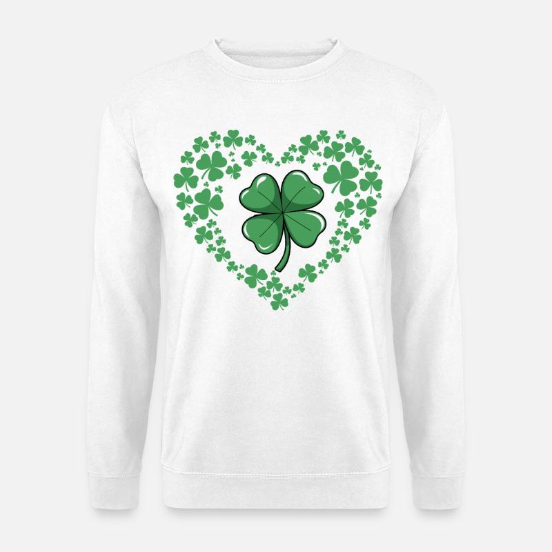 Herz aus Kleeblättern - Unisex Pullover - Weiß